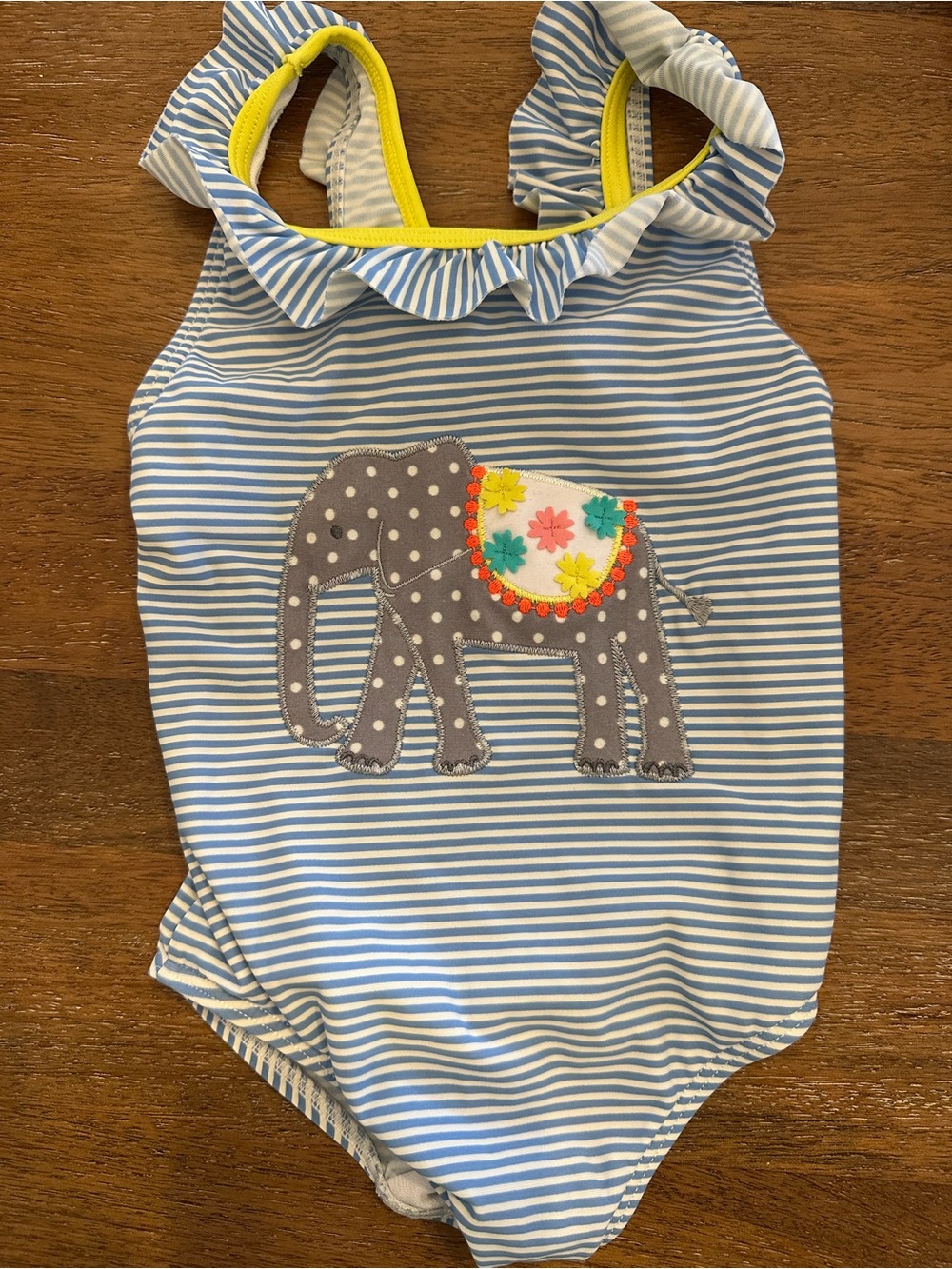 Baby Boden Striped Girls Elephant One-Piece Swimsuit